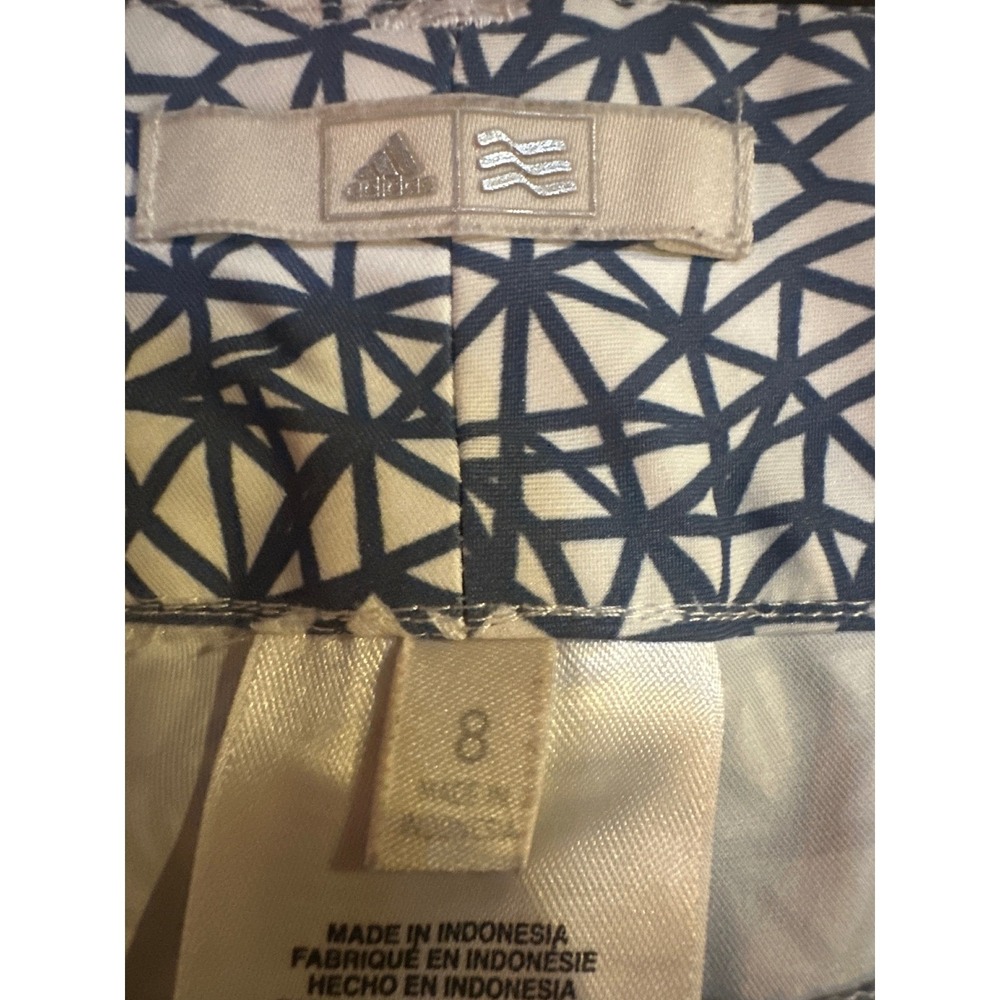 Adidas Womens Golf Shorts Blue White Geometric Lattice Print Size 8 Athletic - Picture 4 of 7